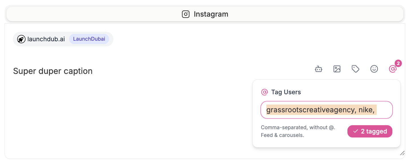Instagram user tagging